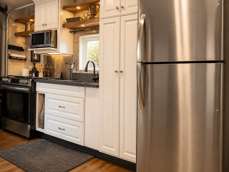 Kitchen with stainless steel appliances