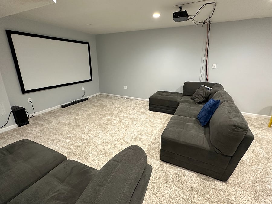 Basement with projector and 100" screen for fun movie nights!