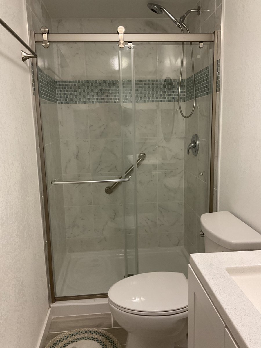 New renovated bathroom with walk in shower