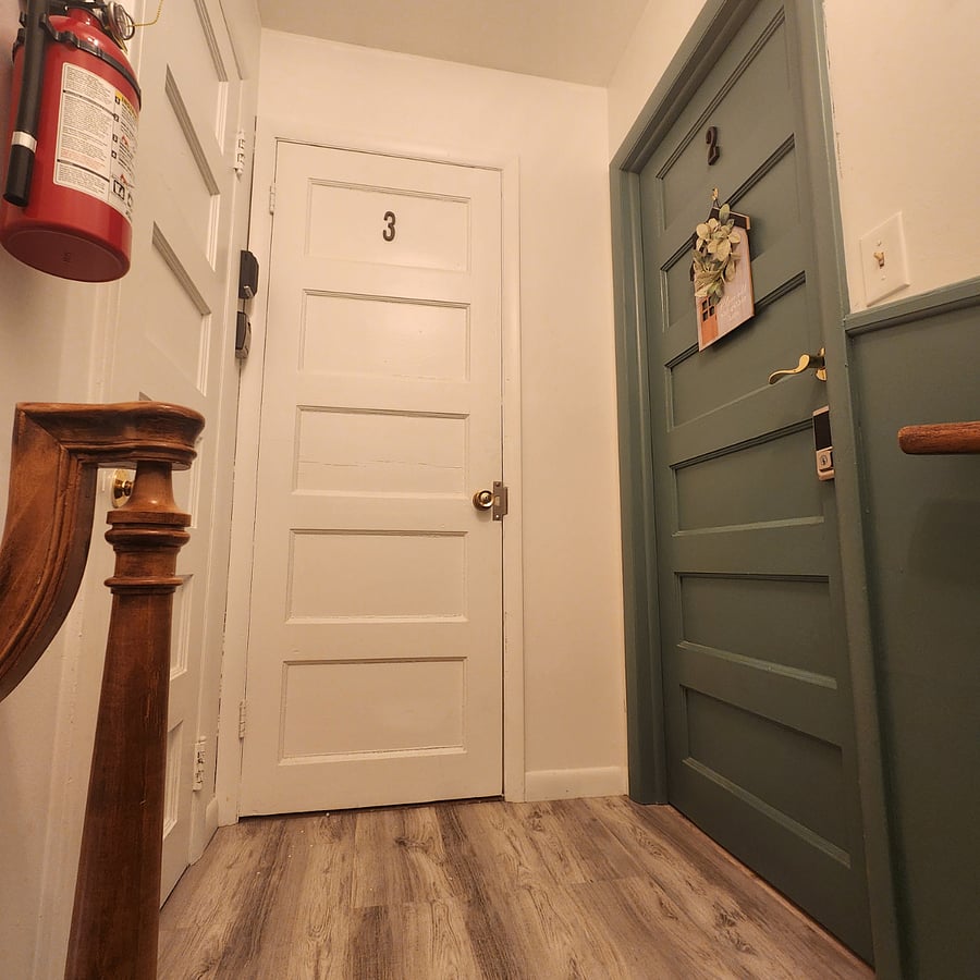 The door that leads to your apartment.