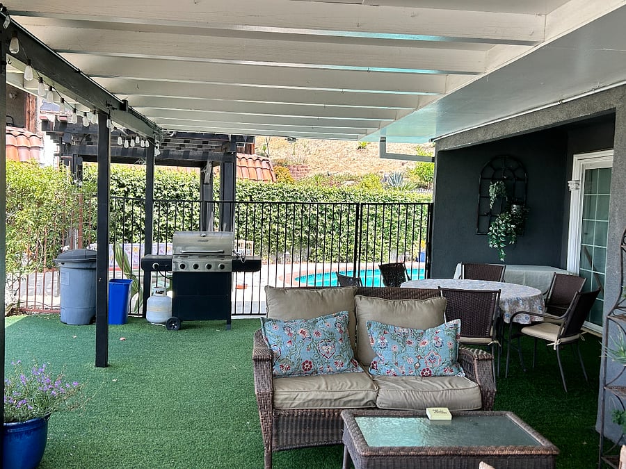 Covered Patio adjacent to pool