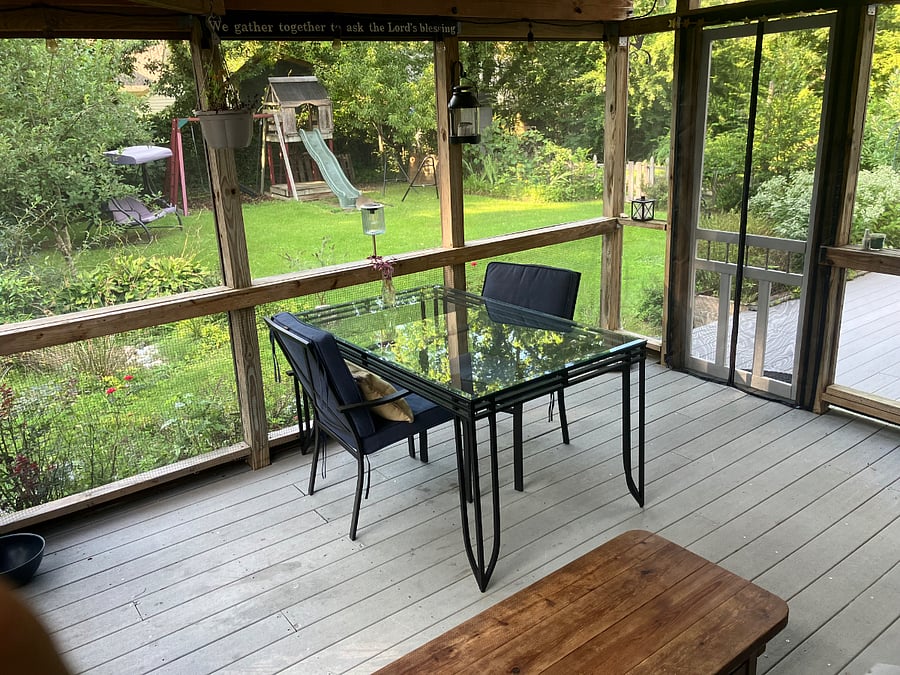 screened porch for birdwatching