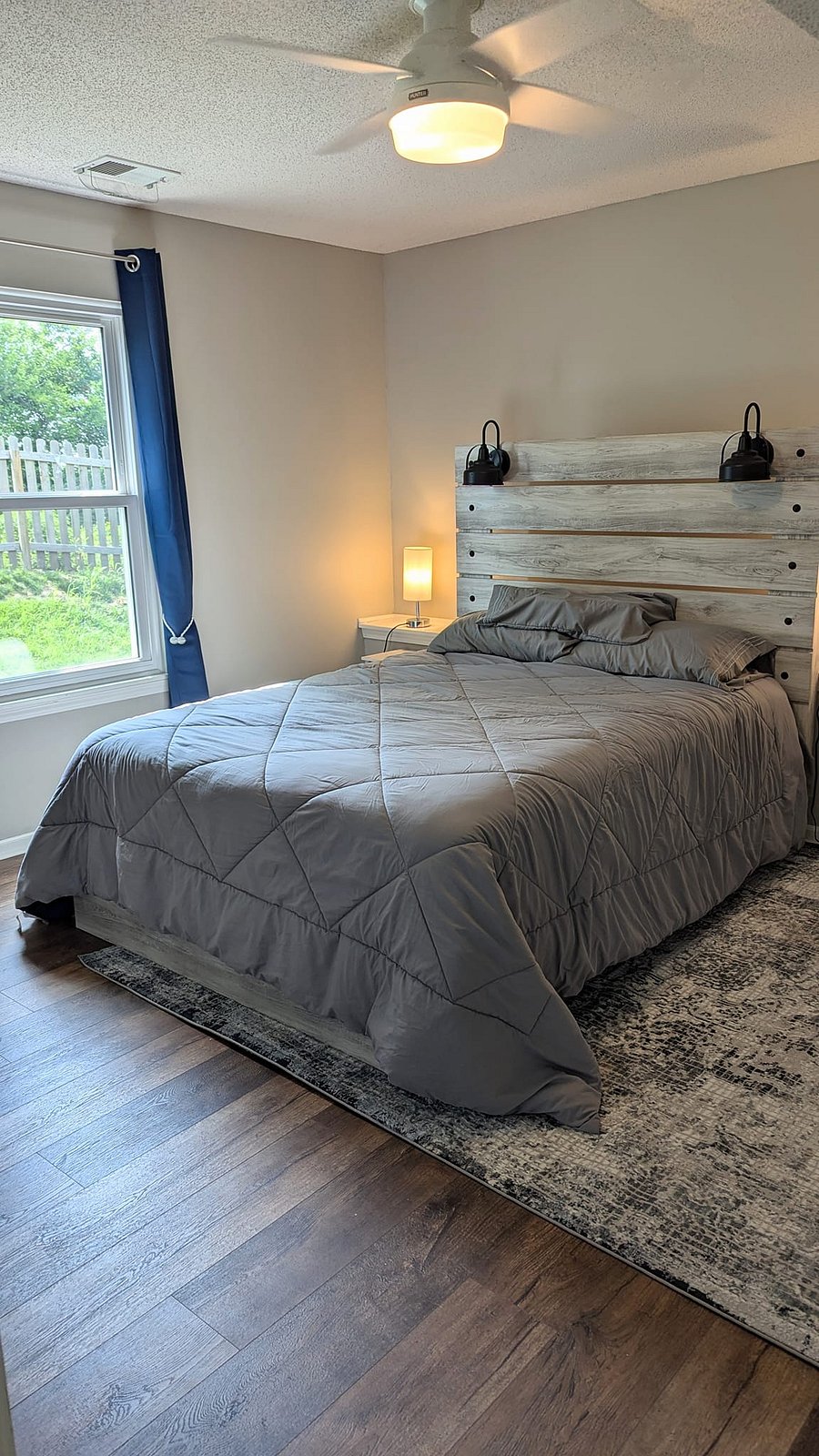 Bedroom overlooking backyard