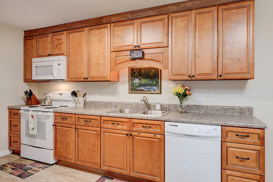 Very well equipped with handsome up-graded cabinets and counter tops