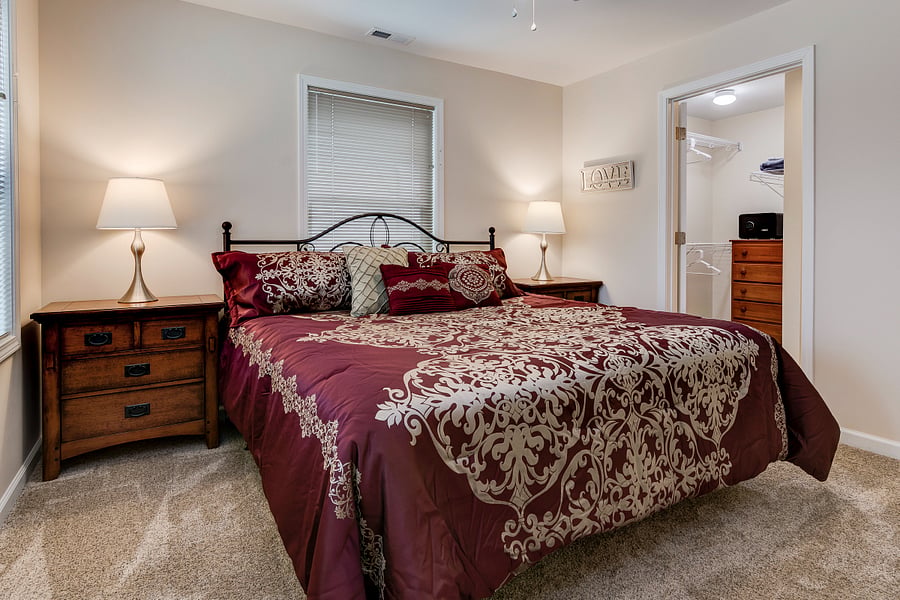Primary bedroom features King bed and smart tv and ensuite bath
