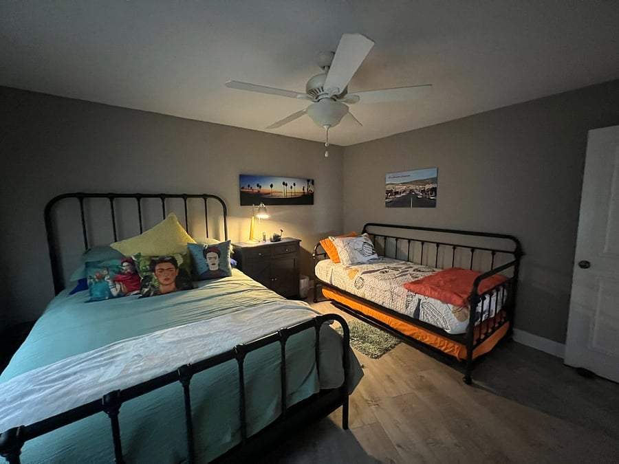 Second bedroom 
Queen bed and 2 singles