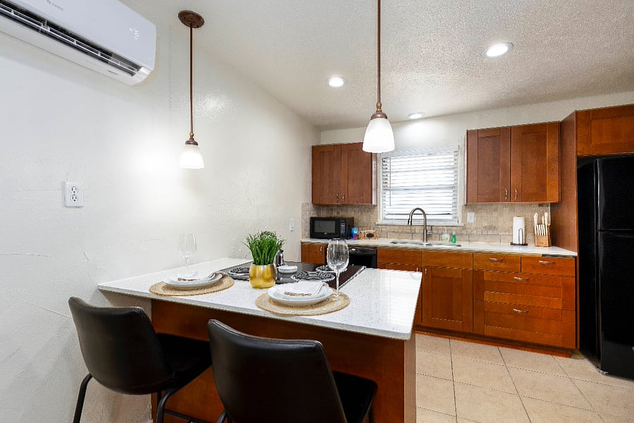 Kitchen island, with dining seating for two (2)