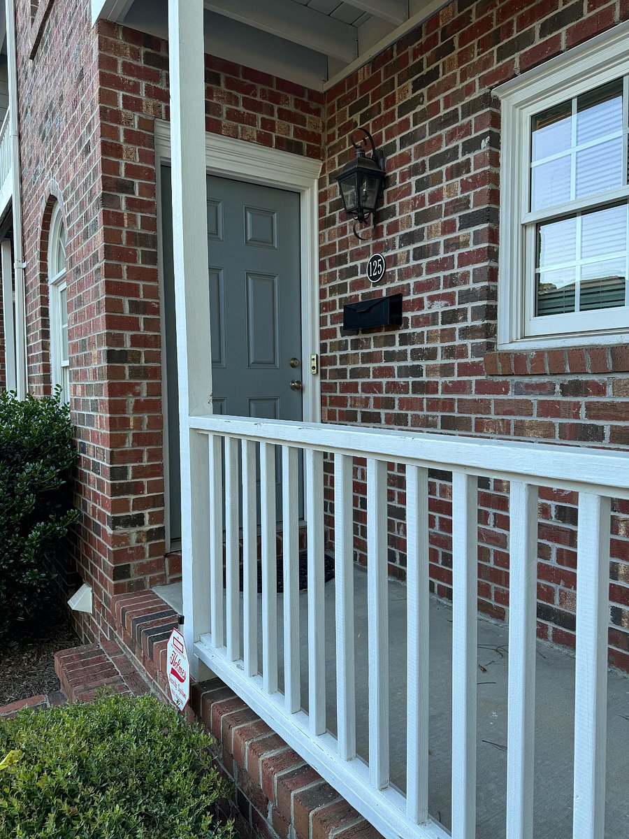 Front door and porch of townhouse