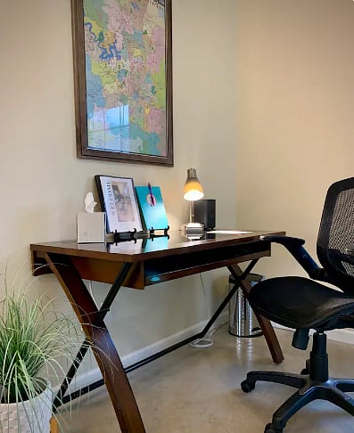 Comfortable desk + workspace with T-Mobile Home Internet and Wi-Fi exclusive for Casita Verde.