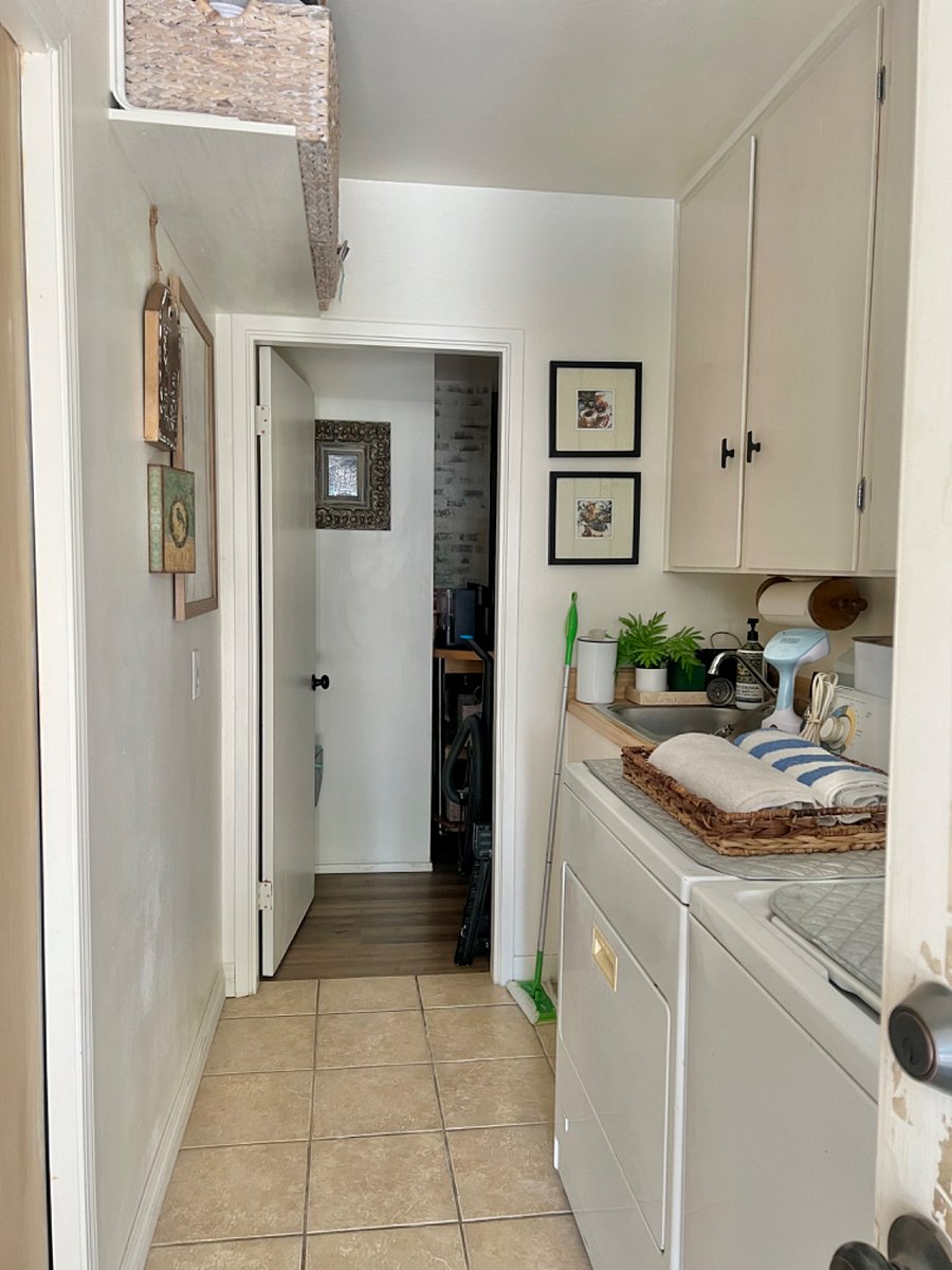 Laundry room to studio kitchen connection to private bathroom and private patio back door