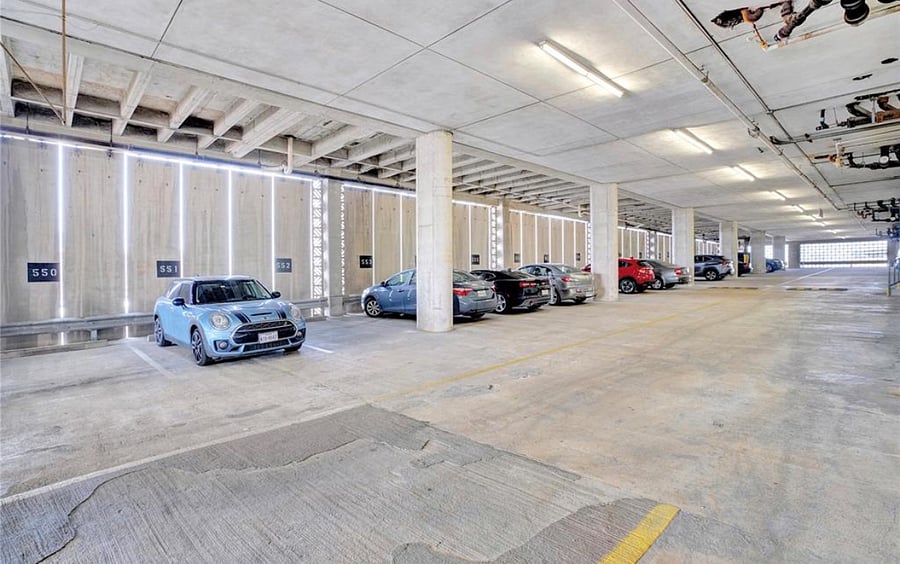 1 reserved parking space with manned entrances.