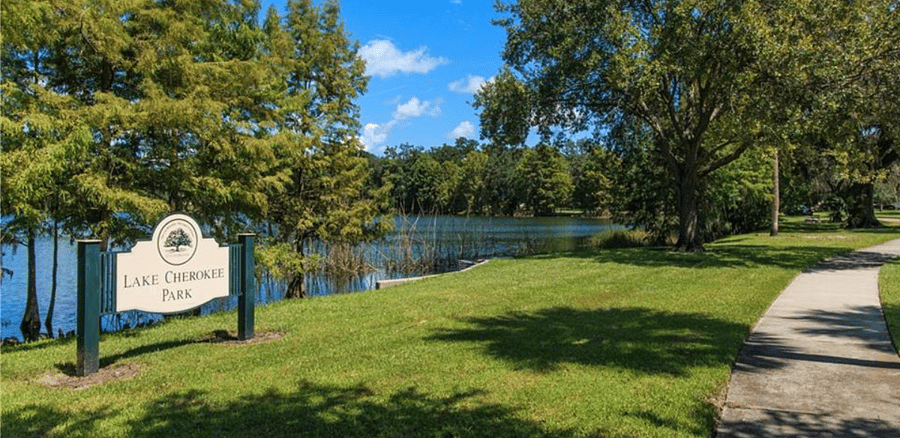 Stretch your legs around Lake Cherokee just a block from the house.
