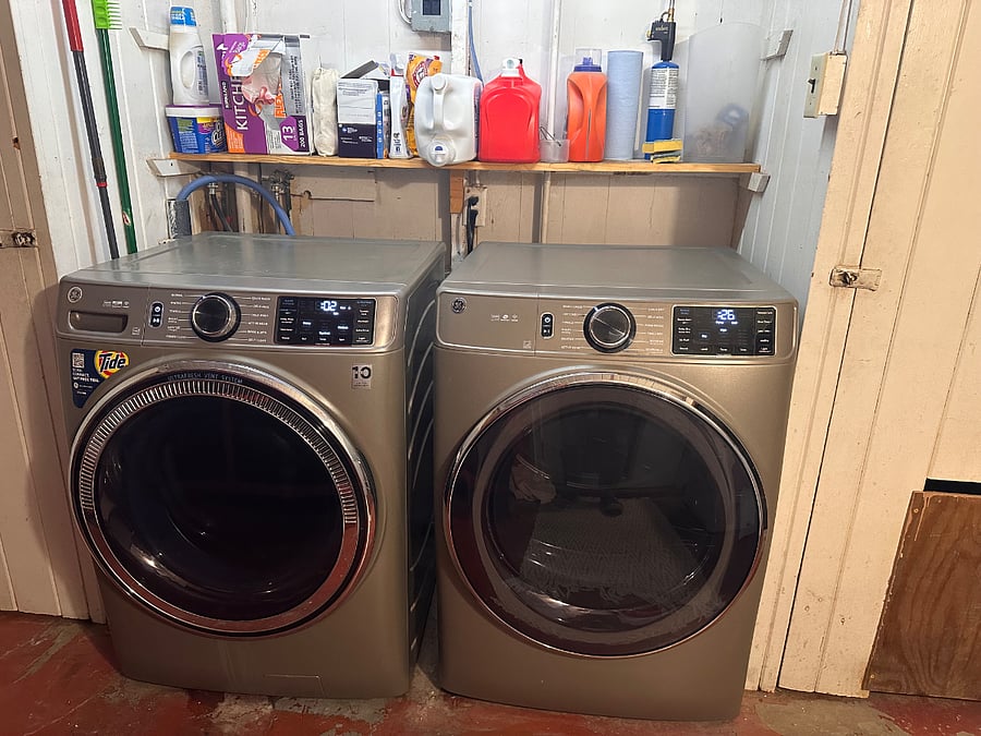 Washer and dryer in shared indoor/ outdoor room