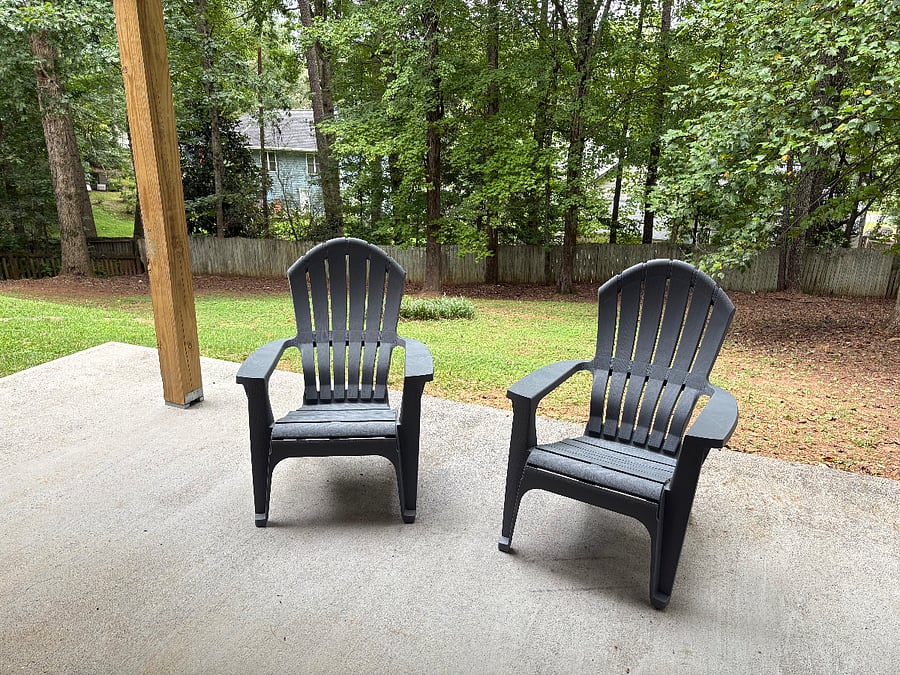 Under the porch area