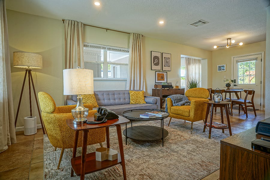Living and dining spaces. 
