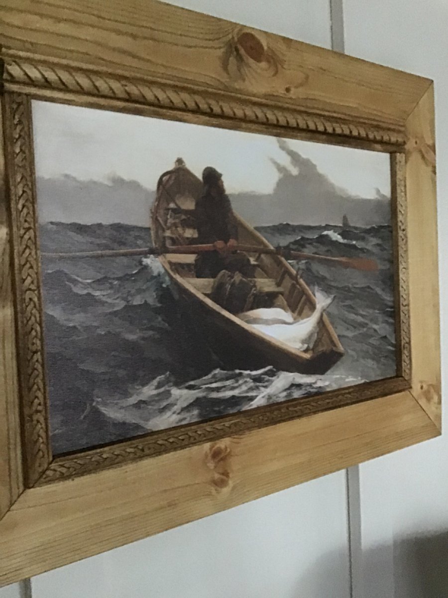 Old Man and the Sea in living room near 1940s Butterfly chair