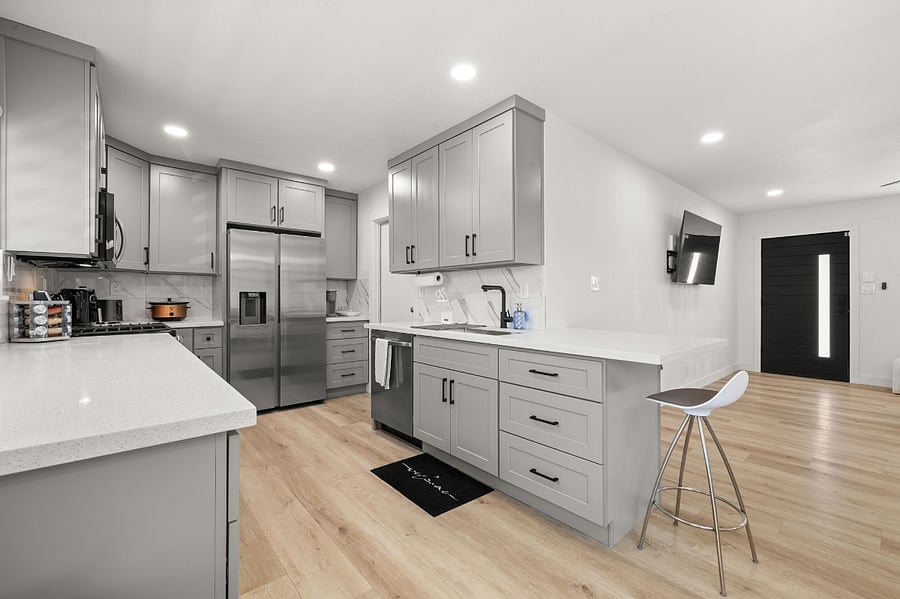 Open concept modern kitchen.