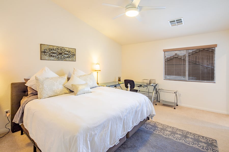 Large Primary bedroom with Glass modern desk for your computer or laptop