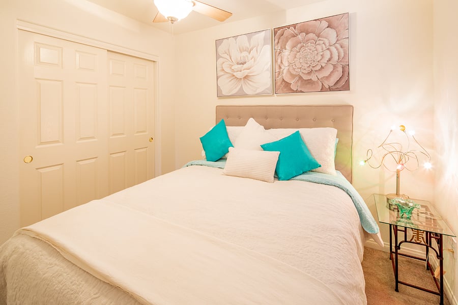 Queen size guest bedroom with large closet