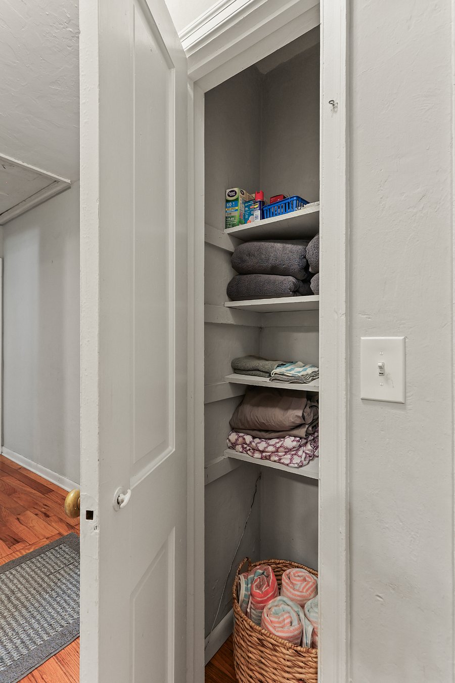 Hall Closet. The house has huge closets in the bedrooms and a large entryway closet as well.