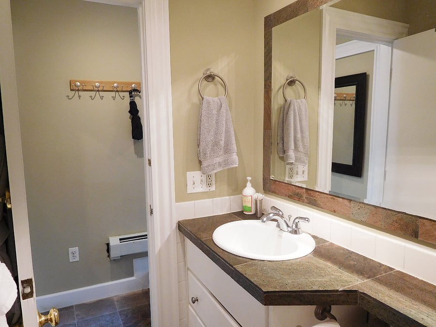 Vanity sink and large mirror