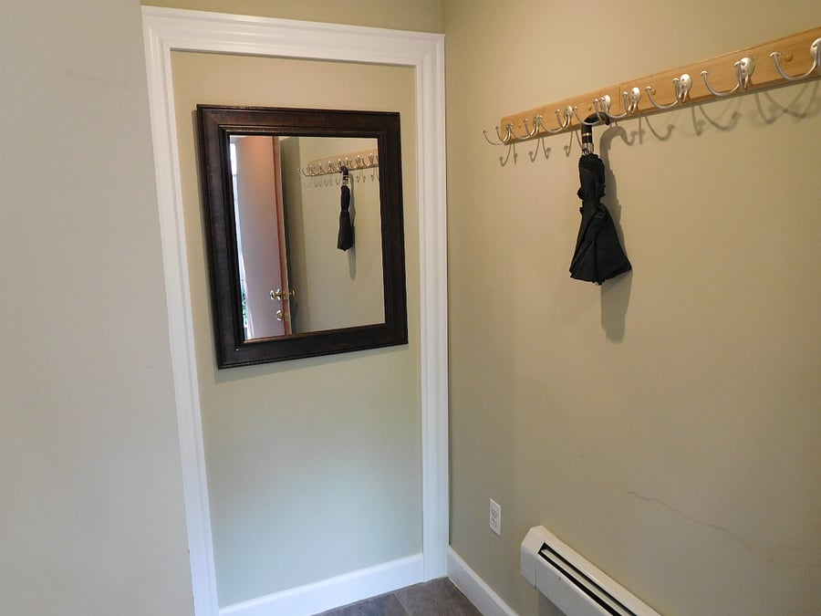 Entry area with row of coat hooks