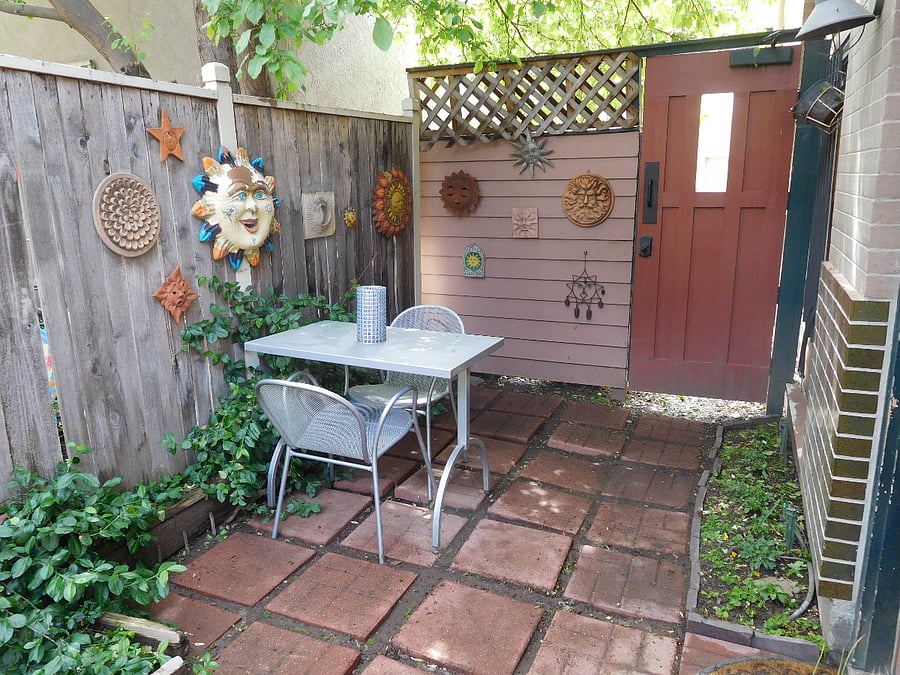 Private patio just out the door with table and chairs for 2. Gate door leads to reserved parking space.