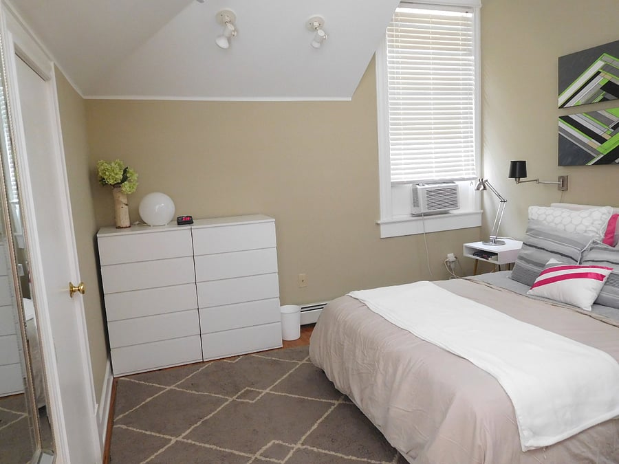 Double dresser to store your clothes. Window a/c unit for hot nights.