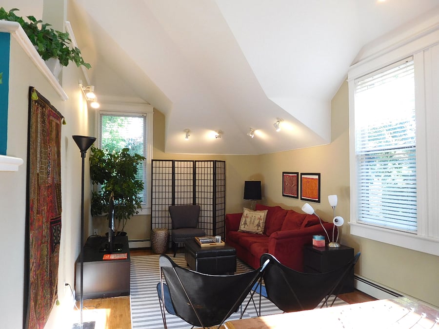 Living area with queen sofa bed