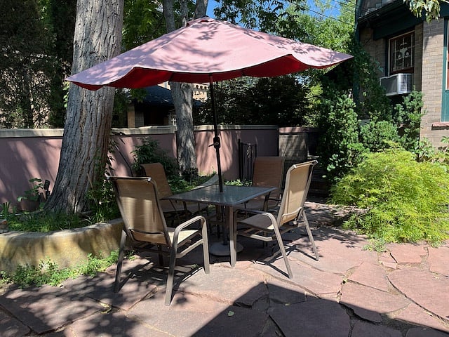 A shady spot on the patio to enjoy being outside.