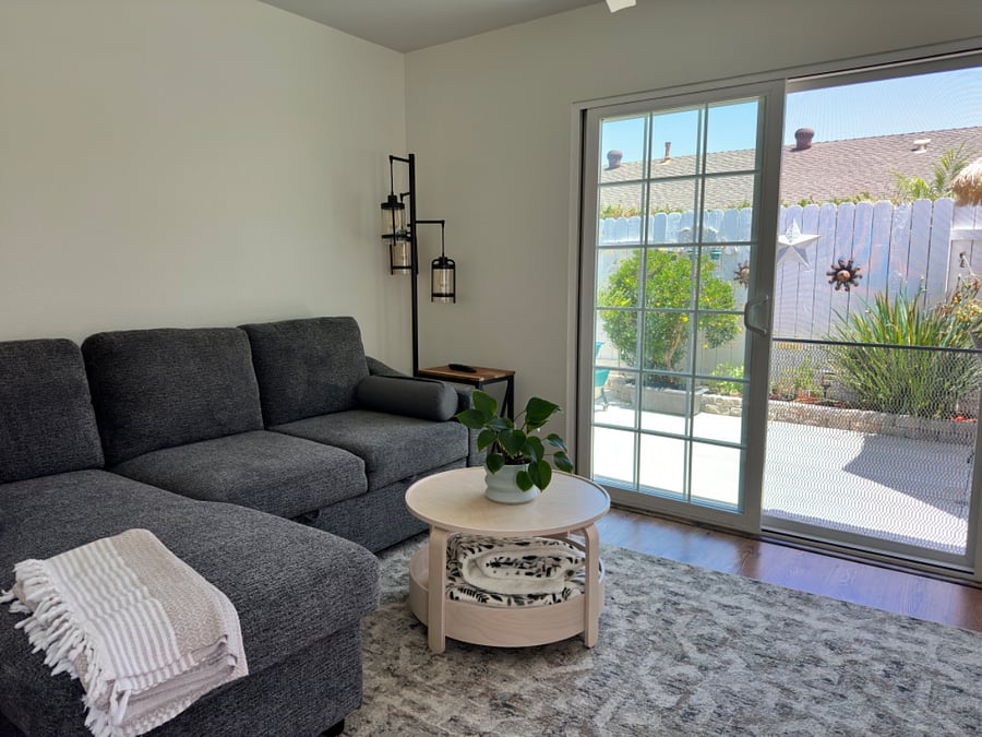 Living room, couch can be transformed into bed.