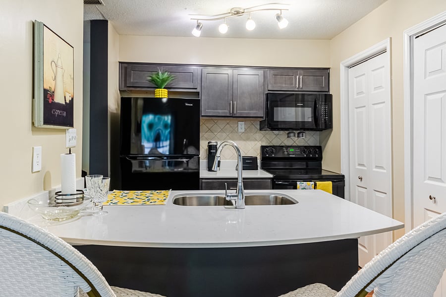 Your full kitchen equipped with essentials to make your stay complete! 