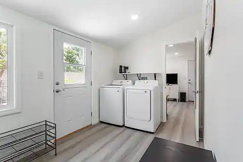 The laundry room is shared between the 2 units (A 1/1 and B Studio). The Spectrum wifi and router are placed on the rack which makes it easy to reset if needed. 