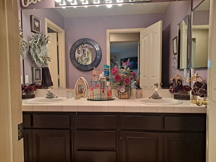 Your private in suite bathroom includes double sinks and bathtub/shower.