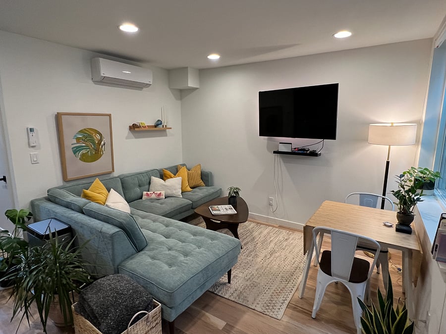 Living room and dining area