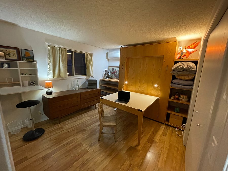 Private self contained room, work space arrangement - north facing window