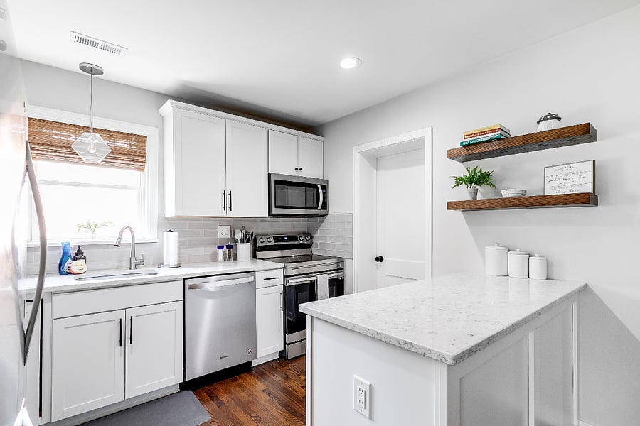 The added peninsula counter top is perfect for meal prep, decorating cookies, or packing up lunches for work/school. Browse the cookbooks to explore new recipes.