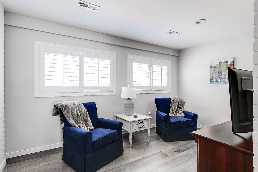 Sit in the sunroom with the beautiful plantation shutters and let the sun shine in while enjoying your mornind coffee while reading a book or catching up on your social media.
