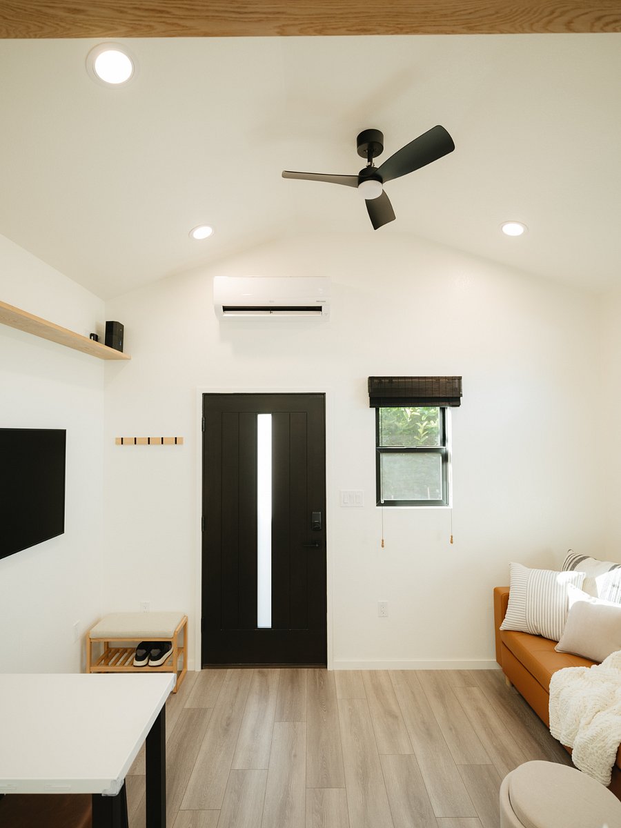 Leave your shoes and jacket at the entryway and come relax inside. HVAC unit and fan available for comfort.