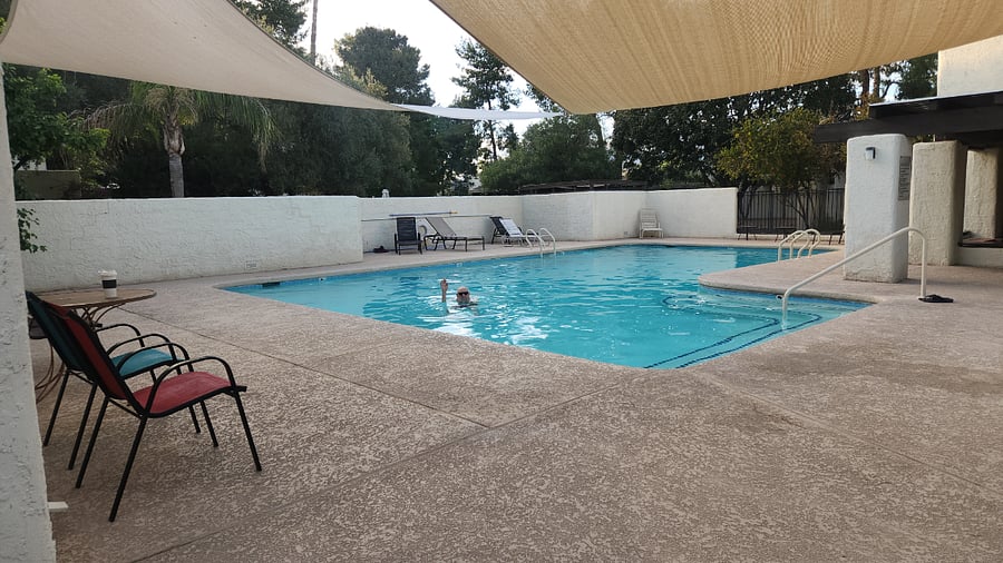 Heated, salted community pool - 1 of two. The other unheated for summertime enjoyment.