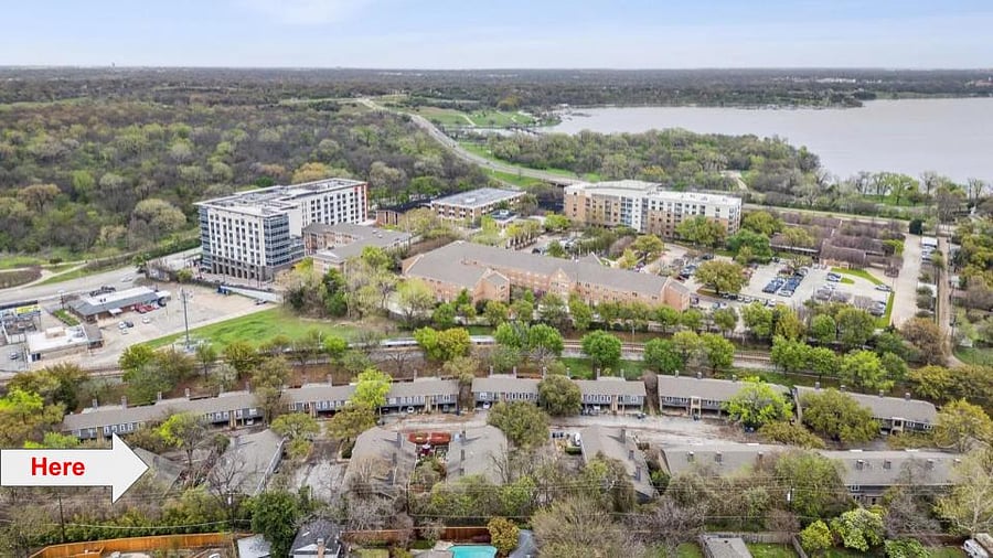 Arrow shows Townhome and how close it is to White Rock Lake.