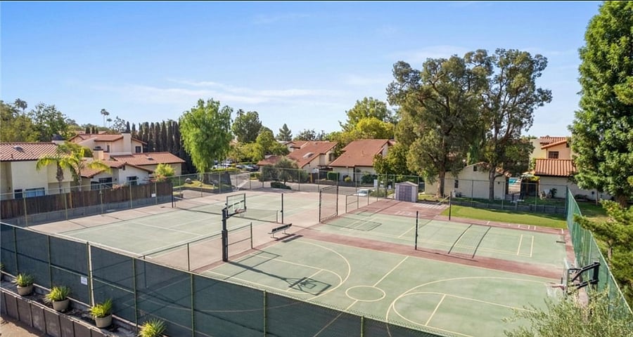 Gated tennis courts and basketball courts