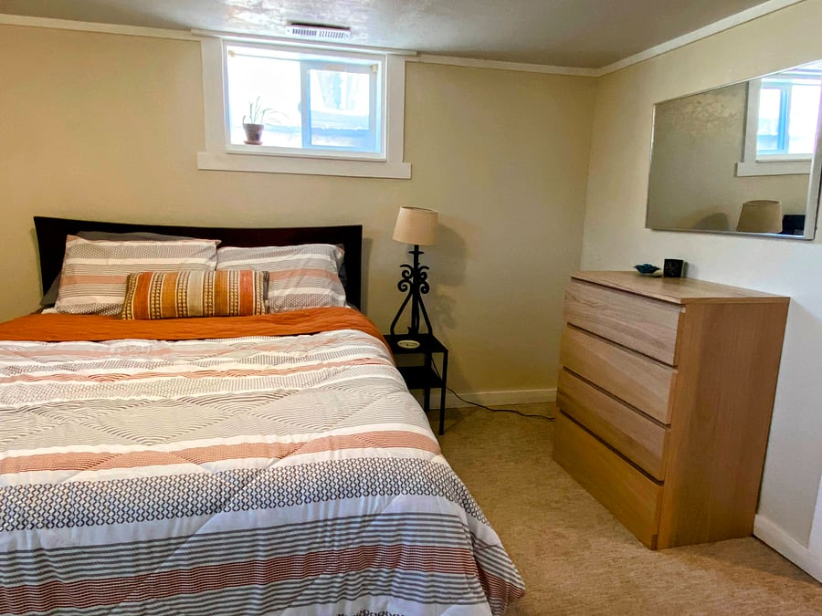 Bedroom with pillow top mattress