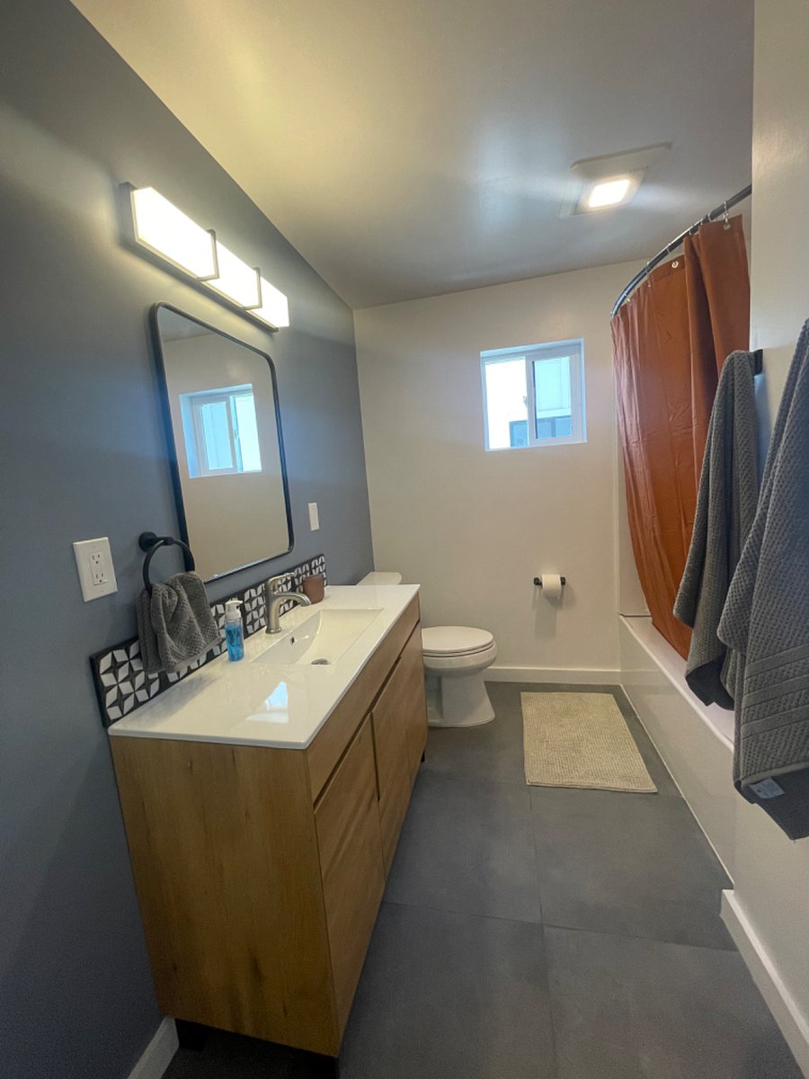 Shared bathroom off of the living area
Tub + Shower