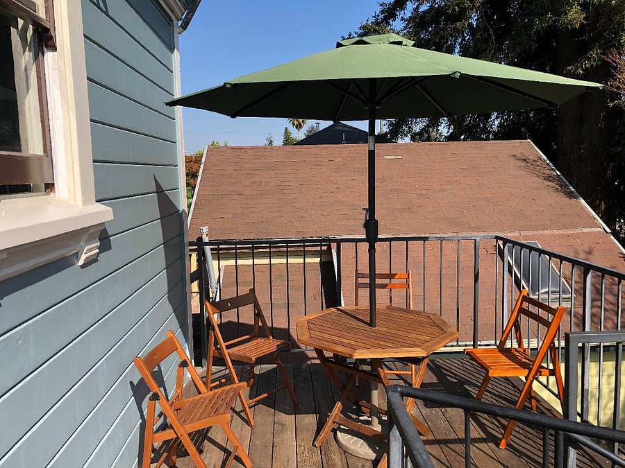 Back patio is just steps from your bedroom door.
