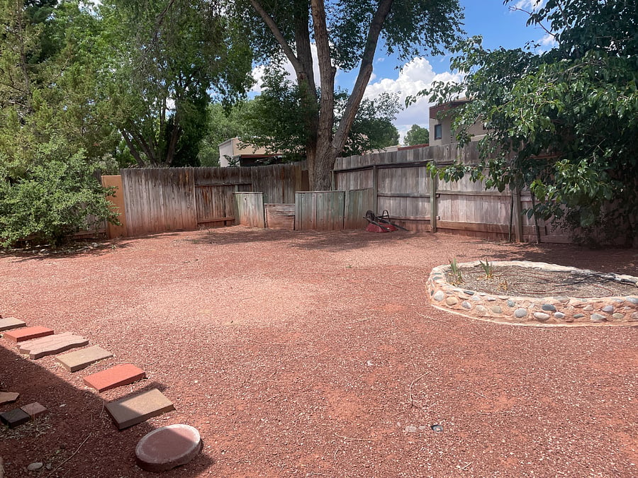 backyard view and walkway to unit