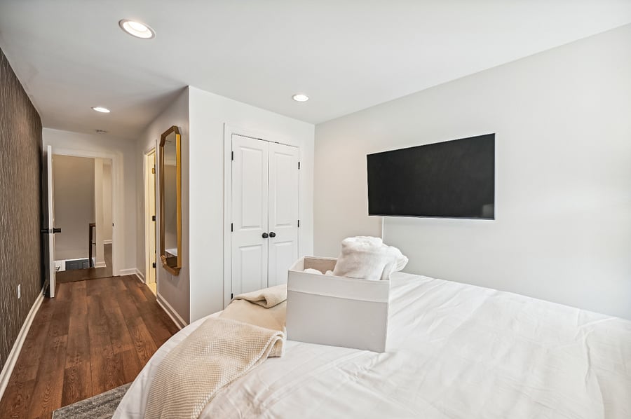 Bedroom on second floor with queen size bedroom and in-suite bathroom