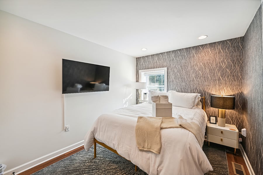 Bedroom on second floor with queen size bedroom and in suite bathroom