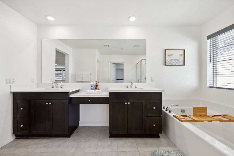 Elevate your stay with luxury in the bathroom w/ a his & her vanity space