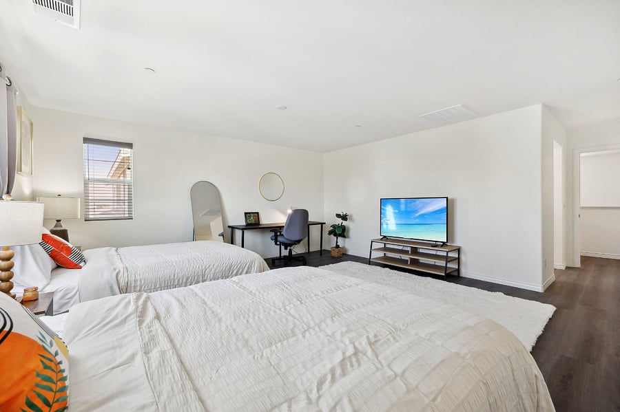 Smart TVs are set up with Roku, allowing guests to access Netflix, Prime, Disney+, and a powerful cable air antenna captures 100+ local channels in various languages.